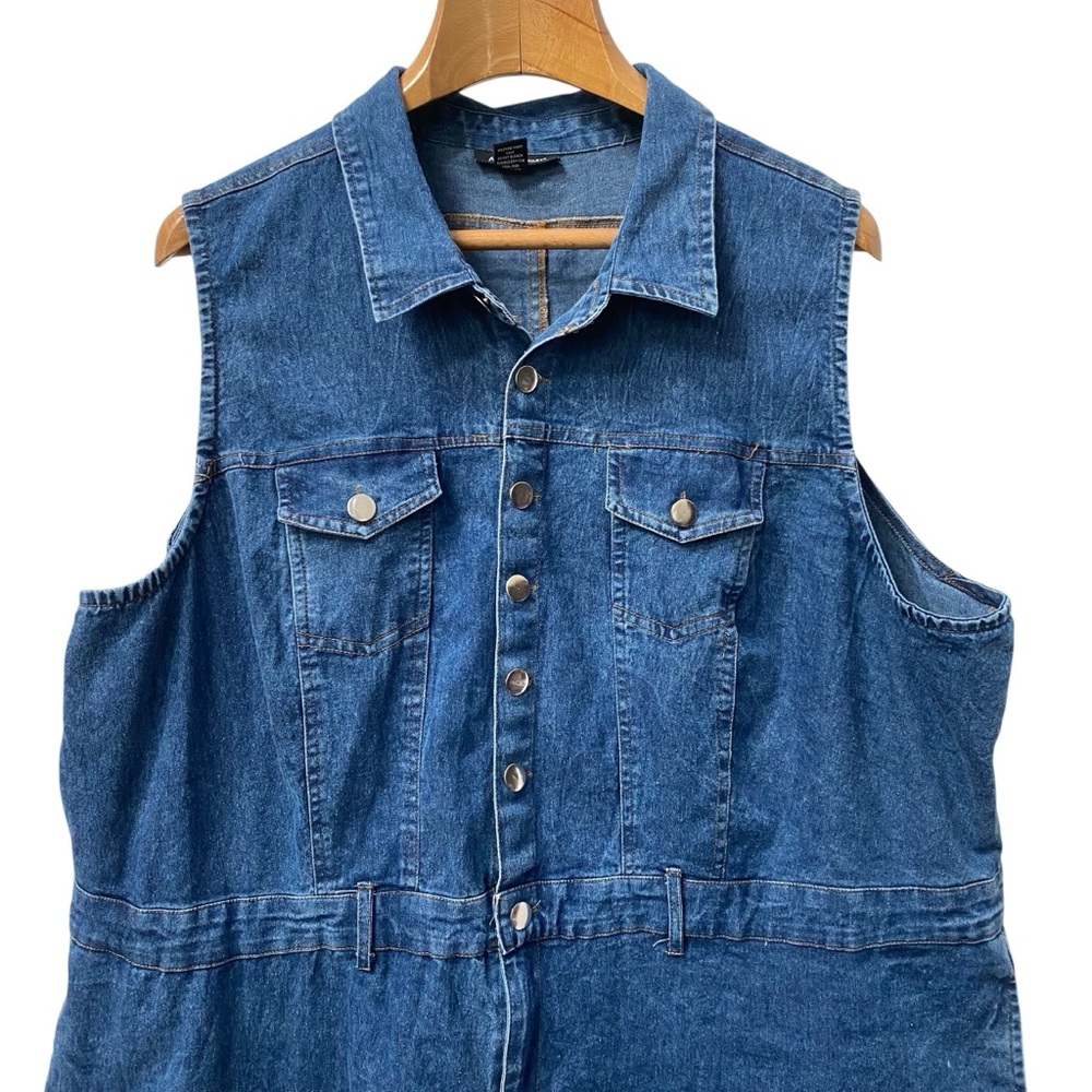 Ashley Stewart Sleeveless Denim Jumpsuit Blue Jeans size 24 3X - Picture 2 of 7